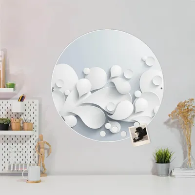 Produktbild von Design Stahlmagnettafel Weiß Rund 47cm Papiertropfen