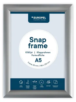Produktbild von EUROPEL Klapprahmen A5 mit 25 mm Aluminium-Profil - aufklappbarer Plakatrahmen m