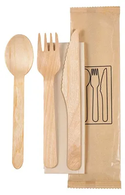 Produktbild von 250x DUNI Messer, Gabel, Löffel, braune Serviette 16/16,5/16 cm Natürlich