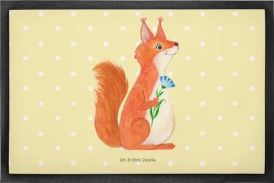 Produktbild von Mr. & Mrs. Panda fußmatte Eichhörnchen Blume 50 x 75 cm - Gelb Pastell - Geschenk, Eingangsmatte, Spaß, Eichhorn, Schmutzfangmatte, glücklich Spruch, Lustige Sprüche