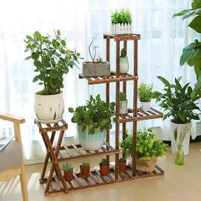 Produktbild von Holz Pflanzenständer Pflanzenregal Blumentreppe Pflanzentreppe Blumenbank