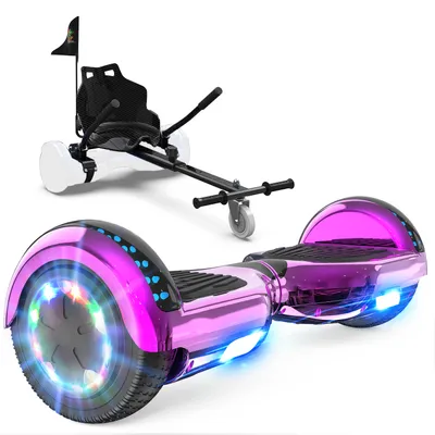 Produktbild von GeekMe Hoverboard mit Sitz, Hoverboards 6.5 Zoll Hoverkart,Hoverbaords Go-Kart mit Bluetooth-Lautsprecher LED-Leuchten, Geschenk für Kinder Jugendliche Erwachsene