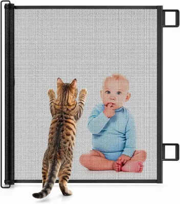 Image de Barrière de sécurité pour bébé, extensible, 110 cm, noire, réglable, pour escaliers et portes