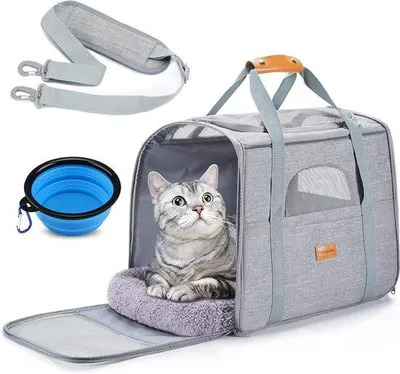 Produktbild von Famanu Tragetasche für Haustiere - Atmungsaktive Reisetasche - Hellgrau