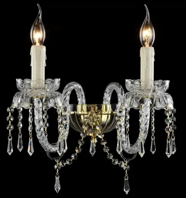 Produktbild von Casa Padrino Barock Wandleuchte Gold 34,3 x H 29 cm - Antik Stil Wandlampe mit Glaskristallen