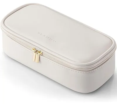 Immagine prodotto di Borsa da toilette da donna, piccola, in pelle bianca, impermeabile, organizer