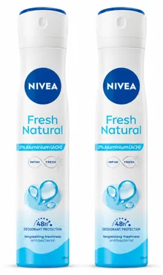 Immagine prodotto di 2 spray deodoranti NIVEA Fresh Natural - 0% alluminio - 200 ml - confezione  - 2 pezzi