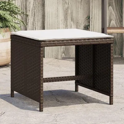 Productafbeelding van Tuinkrukken Set van 4 - 40 x 40 x 35 cm - Polyrotan met kussen - Comfortabel zitten in de tuin - Luxento
