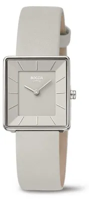 Produktbild von Boccia Damen Armbanduhr Trend 3351-01 Reintitan mit Lederband hellgrau