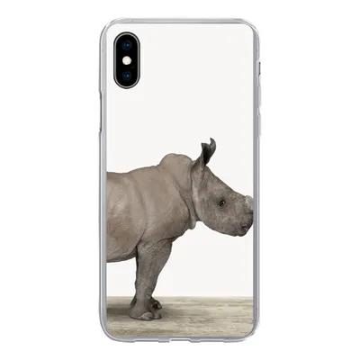 Produktbild von MuchoWow® Handyhülle Schutzhülle Hülle für iPhone Xs Rhinozeros - Tiere - Jungen - Mädchen Silikon Softcase Handy Hülle - Handytasche