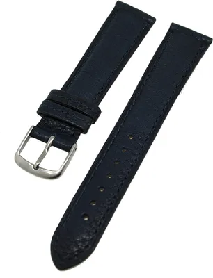 Produktbild von Uhrenarmband BIO Kalbleder Pflanzlich gegerbt Blau mit blauer Naht 20mm Vegi