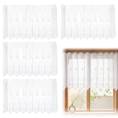 4er-Set halbtransparente Vorhänge 130x45 cm, Polyester, Weiß