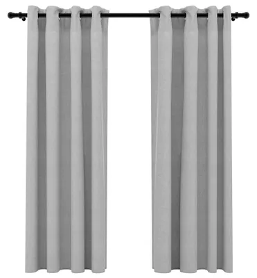 Produktbild von vidaXL Verdunkelungsvorhänge Ösen Leinenoptik 2 Stk. Grau 140x175 cm