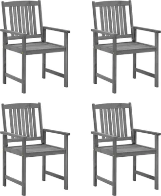 Produktbild von Cloris Designermöbel Gartenstühle mit Kissen 4er Set Grau Massivholz Akazie 2024 Neu