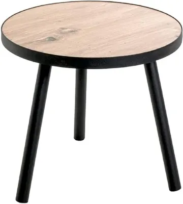Runder Beistelltisch Eiche hell Schwarz MDF Ø 40 cm