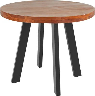 Produktbild von Esszimmertisch rund 130 cm Akazienholz nussbaumfarben schwarz SOPHIA