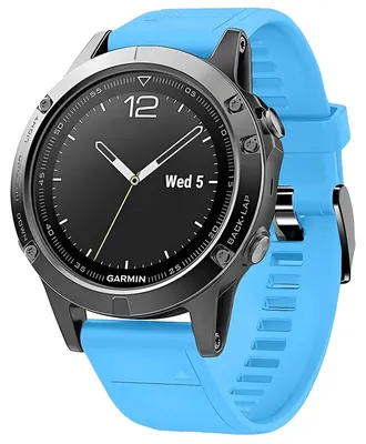 Produktbild von Silikonarmband für Garmin QuickFit 26 mm, Bizon Strap Watch Silicone Plus, Blau