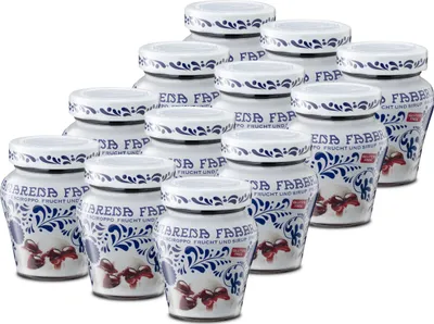 Produktbild von Food-United AMARENA FABBRI 1905 12x230g Amarenakirschen aus Italien halb-kandiert in Sirup - ohne Aroma- Farb- & Konservierungsmittel & Koscher-Halal, geeignet für Amare-Kirschen-Becher-Eis oder für Amarena--Cocktails-Desserts, GVO-Frei Glutenfrei & 1