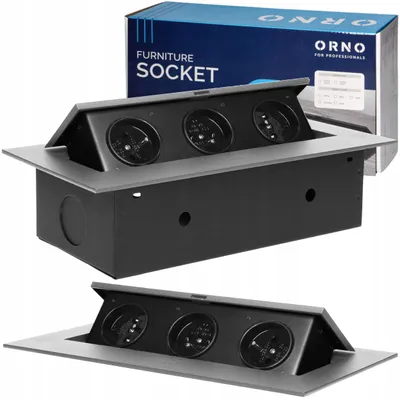 Produktbild von Orno OR-GM-9036/G Einbau-Steckdose versenkbar 3-fach silber