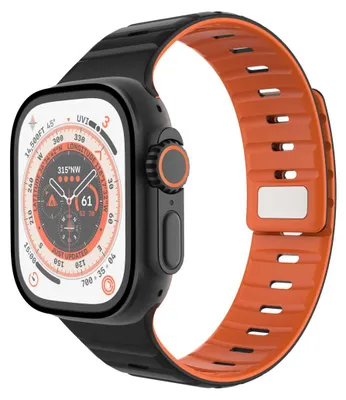 Obrázok produktu pre FIXED Silicone Magnetic Strap, Popruh, Smartwatch, Čierna, Apple, Apple Watch 42/44/45/46/49mm, Silikón, Nerezová oceľ