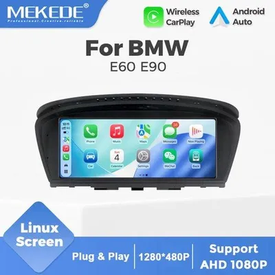 Productafbeelding van Autoradio Draadloos Carplay Scherm - Voor E60 CIC - 8.8 Inch Display - Linux Systeem - Dubbel Din - Bluetooth - GPS Navigatie