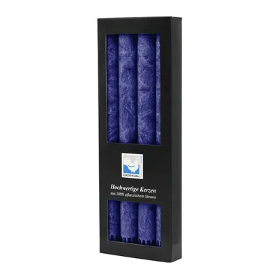 Produktbild von Stabkerzen aus Stearin, 22/250 mm, Dunkelblau, KERZENFARM HAHN, Brenndauer ca. 10h, 4 Stück pro Verpackung