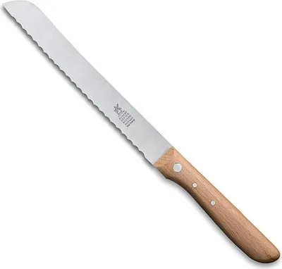Produktbild von Robert Herder Brotmesser Hochgeschliffen Edelstahl 31cm - Handgeschärfte Wellenschliffklinge aus Solingen, langlebiger Rotbuchenholzgriff, ergonomisch und leicht, hergestellt in Deutschland