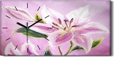 Produktbild von Wandkunst Leinwand Bild Uhr 60x30 Gemälde Blumen Pflanzen Blätter Kunst - schwarze Hände