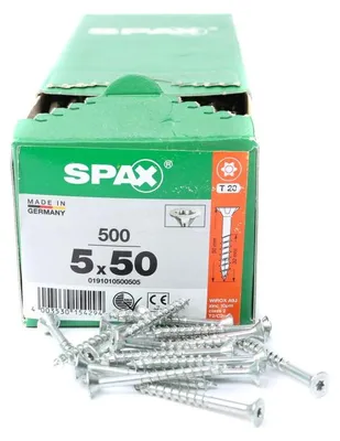 Immagine prodotto di SPAX® 0191010500505 SPAX® Universalschrauben T20 Senkkopf WIROX 0191010500505 5 mm x 50 mm, 500 St.