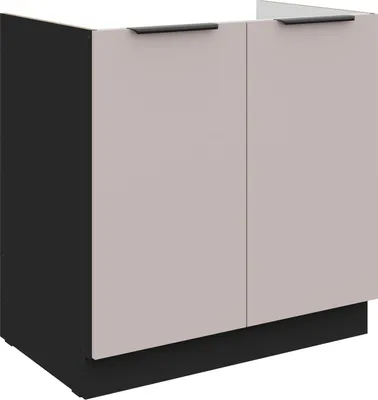 Produktbild von Küchen Spülenunterschrank 80 cm Küche ARONA Kaschmir beige matt + Schwarz matt Küchenzeile Küchenblock Küche Einbauküche