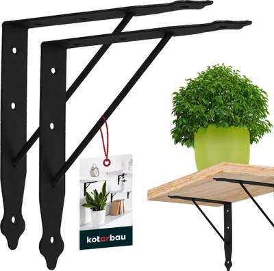Produktbild von KOTARBAU® 2er Set Regalwinkel Schwarz Metall Stahl 200x200 mm Regalträger Metall Regalhalterung Schwarz Regal Winkel Regalhalterung Wand Regalhalter Winkel für Regal Wandhalterung Regal Winkel