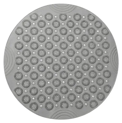Produktbild von Runde Duschmatte 55cm Grau Antirutsch mit Saugnäpfen Schnelltrocknend BPA-Frei Massagefunktion