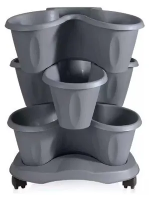 Imagen del producto de Juego de 3 macetas - TRIFOGLIO - Diámetro 40 cm - Gris