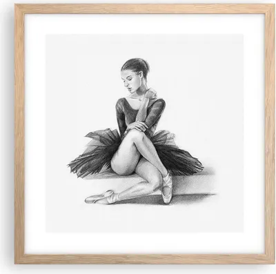 Produktbild von Gerahmtes Poster - Rahmen in heller Eiche - Ballerina Zeichnung Bleistift - 40x40 cm - Wand Bild - Wanddeko - Wandbilder - Kunstposter - Wandposter - Bilderrahmen - Bilder - P2NAC40x40-4496