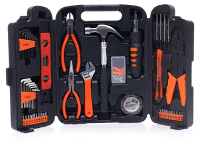 Produktbild von KRAFT&DELE | Werkzeugkoffer Gefüllt, 129tlg, Haushalts Werkzeug-Set, Werkzeugkasten mit Schraubendreher Set, Hammer, Zange und Ratsche Steckschlüsselsatz, Werkzeugkiste für Haushalt DIY, Autos, Garage