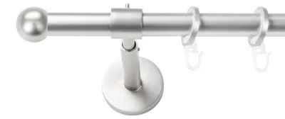 Produktbild von SN Deco Gardinenstange Straßburg, 19 mm, 1-läufig, Stahl, Komplett-Set mit Ringen, geschlossener Träger, 150 cm, chrom matt