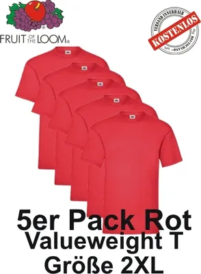 Image de Lot de 3/5/10 t-shirts Valueweight Fruit of the Loom S M L XL 2XL 3XL Rouge XXL (lot de 5)