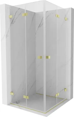 Zdjęcie produktu dla Mexen Lunar-F Duo kabina prysznicowa składana 100 x 100 cm, transparent, złota szczotkowana - 836-100L-100P-55-00