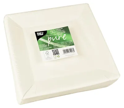 Produktbild von Teller, Pappe "pure" eckig 22,5 cm x 22,5 cm x 1,8 cm weiss