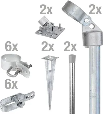 Produktbild von Alberts Zauneck-Set für Mahschendrahtzaun mit Bodenhülsen, Höhe 120 cm, feuerverzinkt