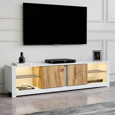 Immagine prodotto di Vogogna - Mobile Porta tv, 180x35x45h cm Bianco, 2 Ripiani