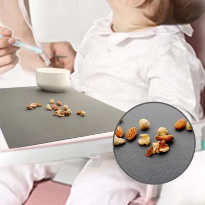 Productafbeelding van Siliconen placemats, placemats voor kinderen, placemats voor eettafels, waterdicht, hittebestendig, antislip in de keuken, gemakkelijk schoon te maken, set van 4 (donkergrijs)
