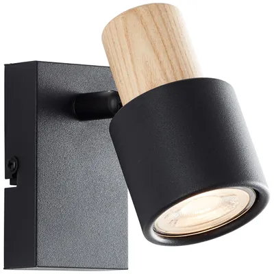 Produktbild von Brilliant Pini Wandspot GU10 Schwarz Holz 10145/76