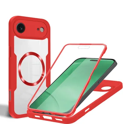 Image de Coque en acrylique et TPU 360 degrés pour Apple iPhone 17 Air MagSafe Ring, rouge