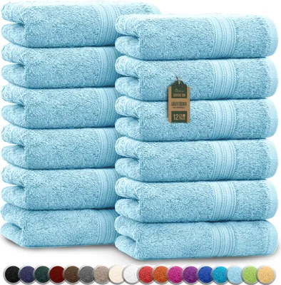 Produktbild von Frottier Gästetücher 12er Pack 30x50cm, 100% Baumwolle, Hell blau