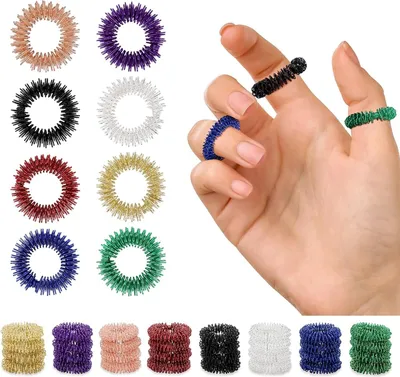 Produktbild von 40 Stücke Massageringe für Finger, 8 Farben Stachelige Sensorische Fingerringe fingermassagering für Stressabbau, Förderung der Durchblutung, Akupressur Ring für Jugendliche Erwachsene