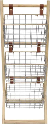 Produktbild von Standregal Holz 3 Körbe Metall 91cm – Badregal