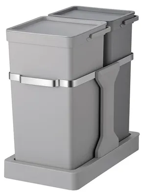 Image de EKO - Collecteur de déchets encastrable Deco 20+15 litres - Plastic Stainless steel - Gris