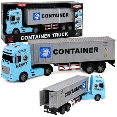 Produktbild von Blauer Spielzeug-Lkw mit Container, mit Licht und Soundeffekten