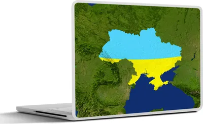 Produktbild von MuchoWow® Laptop Aufkleber Sticker Cover Satellitenbild der Ukraine mit der Flagge 25x18 cm - Laptop-Deko